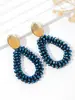 Pendientes de Cristal y Perlas de Semilla Estilo Europeo y Americano para Mujer, Pendientes Geométricos de Gota de Agua, Pendientes Versátiles de Aleación de Acero de Titanio Elegantes para Mujer, No se Desvanecen