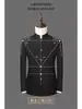 Nueva Chaqueta de Traje con Hombreras Estilo Chino para Hombre Ropa de Compromiso Chaqueta Negra con Cuello Mao Túnica Top Estilo Nacional Primavera y Otoño