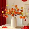 Fruta de caqui simulación rama de caqui falsa decoración de Año Nuevo flor de simulación flor falsa caqui caqui como desees adorno arreglo floral de árbol seco flor falsa