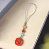 Conejo de Jade resorte retro cinabrio año de nacimiento moda nacional artístico retro cadena para teléfono móvil Conejo de Jade colgante para hombre y mujer