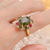 Anillo cuadrado de circonita con incrustaciones de cobre nuevo transfronterizo de Europa y Estados Unidos, anillo de dedo de comida de temperamento exquisito, joyería ligera de lujo de alta gama al por mayor