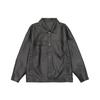 Otoño 2025 Nueva Chaqueta de Cuero para Hombre Estilo Retro Japonés Cuello Campana Chaqueta de Trabajo Tendencia Retro Japonesa Versátil