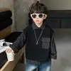 Chaleco Camisa de Retazos en Capas Estilo Coreano para Niños 2026 Nuevo Estilo Primavera y Otoño Unisex Fresco Versátil Casual