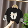 Camiseta de manga larga con retazos de algodón puro para niñas, top de algodón puro para primavera y otoño para niños, camiseta básica para niños mayores, ropa para niños