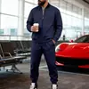 Marca Independente Transfronteiriça Estilo Americano Solto Outono Fino Masculino Simples com Zíper Jaqueta Baseball e Conjunto de Calça Esportiva Casual