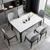 Juego de Mesa y Sillas de Comedor de Pizarra Estilo Italiano, Mesa de Comedor Moderna para Uso Doméstico, Madera Maciza Completa, Apartamento Pequeño, Lujo Ligero, Mesa de Comedor Rectangular Estilo Occidental