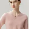 Baicaierong Outono/Inverno 2026 Suéter Feminino de Caxemira Gola V Design Versátil Malha de Lã