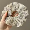 Goma para el pelo con estampado estilo Academia Melard para mujer, scrunchie de satén con malla de estampado de leopardo vintage, banda elástica de alta elasticidad y duradera