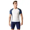 Fábrica Personalizada Roupa de Banho Masculina Plus Size Manga Curta Duas Peças Roupa de Neoprene Justa Secagem Rápida Roupa de Surfe Roupa de Banho Estilo Esportivo