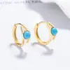 Brincos Assimétricos de Pedra da Lua e Pinheiro Azul em Prata Esterlina 925 Brincos Geométricos Femininos Acessível Luxo Moda Joias de Alto Padrão