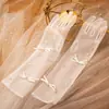 Véu de Noiva com Laço Adorno de Cabeça com Pérolas Certificado de Pedido de Casamento Adereços de Foto Véu Dupla Camada Branco Principal Acessórios para Vestido de Casamento