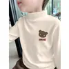 Y2120# camiseta interior de cuello semi-alto para niños otoño e invierno con forro polar cálida de manga larga para niños grandes hombres de terciopelo ropa de otoño con T