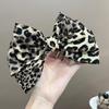 Pinza para el Cabello con Lazo Grande Estampado de Leopardo Transfronterizo Europeo y Americano Pinza de Resorte para el Cabello Semi-atado para Mujer Accesorios para el Cabello Pinza Completa de Diamante