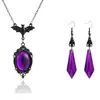 Nuevo Collar de Murciélago Negro Gótico Europeo y Americano de Amazon, Pendientes de Zirconita Morada de Vampiro Fabricante