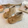 Botas de Cano Curto Estilo Retrô para Meninas Outono Inverno Novidades Tiras com Fivela de Laço para Bebê Botas Versáteis de Couro Maillard Botas Birkenstock Infantis