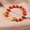 Xiyu [Coelho de Jade Mês a Mês] pulseira de ágata vermelha natural feminina verão design de nicho pulseira presente de festival de meio outono para namorada