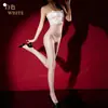 Medias Sexys de una Pieza Little Red Matchmaker, Medias Negras Eróticas Brillantes y Sexys para Adultos, Medias Insertables Juguetonas con Abertura en la Entrepierna