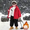 Elegante Parka de Invierno para Niños con Forro Polar 2025 Nueva Chaqueta con Capucha para Niños Abrigo de Algodón para Bebé Otoño e Invierno Moderna