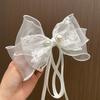 Estilo Super Fada Renda Organza Laço Multicamadas Presilha de Primavera Fita de Pérola Elegante Estilo Mori Acessórios de Cabelo para Dama Grampo de Cabelo