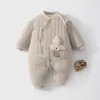 Macacão de bebê 120 gramas mais algodão acolchoado para bebê outono e inverno para sair macacão de algodão fino espessado frente e verso roupas de escalada para crianças