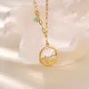 Collar de Acero Inoxidable Estilo Barroco Ins Transfronterizo Europeo y Americano Árbol de Coco Colorido Piedra Natural Lujo Accesible Collar de Gama Alta para Mujeres