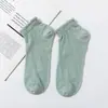 Meias meias femininas verão seda gelada malha respirável renda meias de tornozelo primavera e verão finas boca rasa meias curtas femininas
