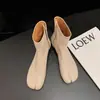 Botas Martin de tacón grueso de cuero genuino para mujer, botas de pezuña de cerdo con punta dividida, nuevo modelo 2026 Botas Chelsea de cuero genuino, botines versátiles de nicho