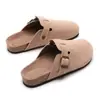 Sandalias de Verano para Mujer de Talla Grande Transfronterizas Boken Baotou de Media Tapa con un Pedal Zapatos Perezosos de Punta Redonda de Media Tapa