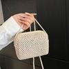 Mini Bolso Tejido Hecho a Mano de Verano para Mujer 2025 Nuevo Estilo Fresco de Moda Bolso Cruzado de Paja para Playa Bolso Cuadrado Pequeño