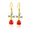 Brinco Pendente de Borla Ouro 18K Imitação Luxo Leve Ágata Calcedônia Imitação Joias para Idosos Brincos Simples de Ouro de Areia Vietnamita para Mulheres