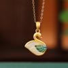 Colgante de cisne de jade hetiano esmaltado con baño de oro de plata esterlina S925 de Yilu para regalo, nicho de lujo de alta calidad.