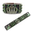 Pulsera de Joyería con Corona de Pedrería Y2K Diseño Original Moda Diamante Pulsera de Cuero PU
