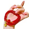 Pulsera de Múltiples Círculos con Diseño Natural de Ágata Calcedonia Roja Sangre de Paloma de Alto Gama Retro Permeable al Hielo