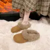 Pantuflas para usar en exteriores, estilo casual, forradas de felpa, mullidas, retro, otoño/invierno 2026, pantuflas cerradas tipo Birkenstock, estilo nuevo