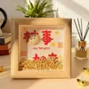 Marco de Foto de Árbol de Navidad de Oro Puro 999 Adorno Feng Shui para la Paz y la Alegría, Soporte de Exhibición del Dios de la Riqueza, Regalo para Familia y Amigos