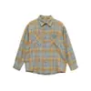 Camisa de Manga Longa Xadrez Color Block Retrô Americana para Homens e Mulheres, Tendência de Verão Outono Solta Casual Roupa de Trabalho para Casal Jaqueta Camisa