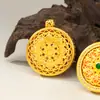 Novo Estilo Chinês Flor de Ouro Antigo Areia Florescendo Pingente de Riqueza Estilo Palácio Lótus Oco Ruyi Corrente para Clavícula Suprimento Vivo