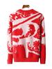 Suéter de lana 100% pura para hombre, jersey de cuello redondo jacquard grueso, suelto, informal, de punto, con base a juego de colores, otoño e invierno, nuevo
