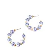 Nuevos Pendientes de Perlas de Porcelana Azul y Blanca Retro de Venta Caliente Transfronteriza Diseño Sencillo de Nicho Cadena de Perlas Doradas Pendientes de Cerámica para Mujer