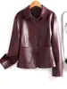 Chaqueta de Cuero Negra de Longitud Media para Mujer con Cuello Alto y Cinturón de Corbata, Nuevo Estilo Otoño e Invierno, Elegante Abrigo de Cuero