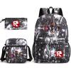 Nova mochila Roblox masculina e feminina, bolsa escolar para estudantes, pequena bolsa de ombro, estojo, bolsa para computador de três peças, campus