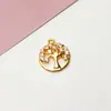 Acessórios DIY Cobre Dourado Banhado Microincrustado Zircônia Redondo Oco Árvore da Vida Pingente Colar Brincos Acessórios para Brincos