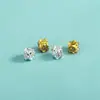 Cuentas Sueltas Pequeñas de Plata de Ley S925 Electrochapada con Incrustaciones de Circonita, Cuentas Espaciadoras de Flor de Cuatro Caras, Accesorios de Cuentas para Pulsera de Cristal DIY