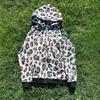 Moletom com Capuz e Zíper Estilo Casual Europeu e Americano, Estampa de Leopardo, Estampa de Letras, Estilo Gótico Criativo, Calça de Pernas Largas para Mulheres
