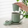 Taza Flor de Hielo con Tapa Taza de Té Doméstica de Cerámica con Separación de Té y Agua Oficina Personal Caja de Regalo de Alta Gama