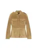 Pedido de exportação! Jaqueta casual de moda feminina estilo europeu e americano, com fivela de couro, gola alta e detalhes de bolso