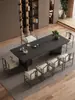Mesa de Centro de Pizarra de Piedra de Lujo, Juego Moderno de Mesa y Sillas para el Té, Sencillo y Elegante con un Toque de Alta Gama, Mesa para Ceremonia del Té de Oficina, Mesa para Preparar Té