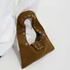 Bolsa de Mão Vintage com Tachas para Mulheres, Novo Modelo Outono 2025, Couro Oleado e Encerado, Textura Simples de Alto Padrão, Bolsa de Ombro Único para Sobraco