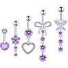 Amazon En Stock Set de 5 Piezas de Anillos para Ombligo, Acero Inoxidable Exquisito Súper Brillante Circonita Joyería para Piercing de Ombligo