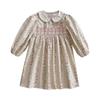 Ropa Importada para Niñas Vestido Estampado Ruched Estilo Francés Colección Primavera 2026 Dulce Vestido de Princesa con Cuello de Muñeca Manga Larga